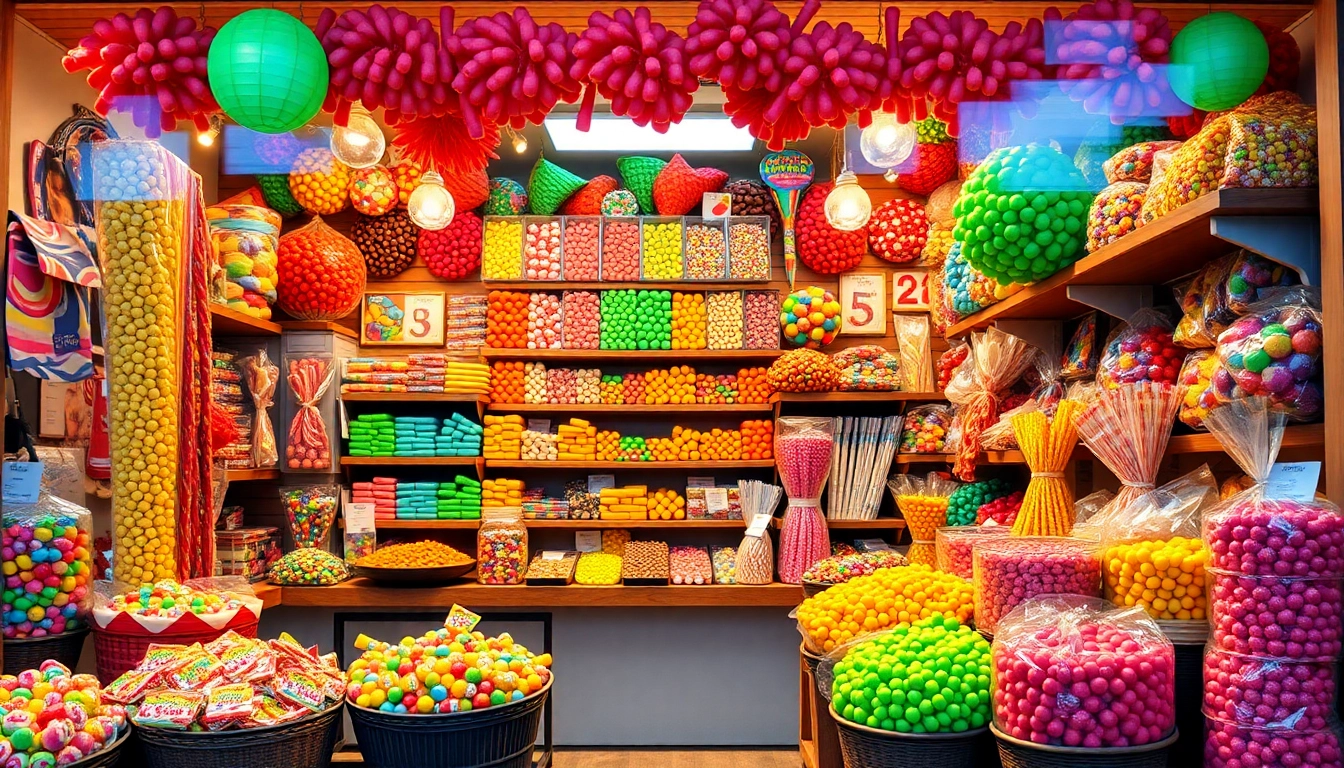 Find your favorite treats at this candy store near me featuring an assortment of colorful candies.