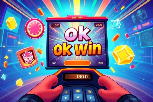 Celebrate an thrilling ok win moment in gaming with colorful interface and engaging design.