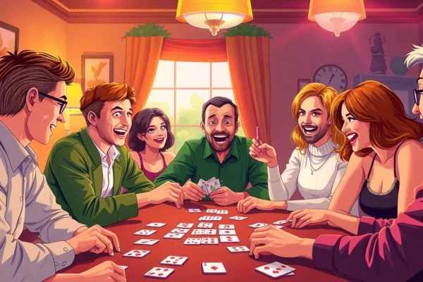 Experience the thrill of rummy wealth with players enjoying an exciting card game atmosphere.