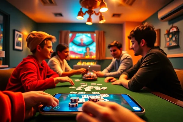 Join the excitement of rummy wealth by engaging in a vibrant online game session showcasing players and cards.