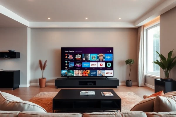 Stream your favorite channels with an abonnement iptv subscription, featuring a cozy living room setting.