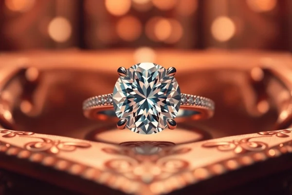 Showcase a stunning 3 Carat Engagement Ring with exquisite details, shining brilliantly in soft natural light.