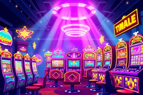 Play engaging สล็อต777 slot machines in a vibrant casino atmosphere with exciting graphics.