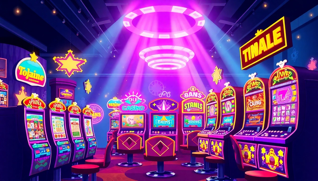 Play engaging สล็อต777 slot machines in a vibrant casino atmosphere with exciting graphics.