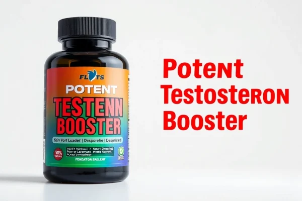 Showcasing a high-quality Testosteron-Booster supplement bottle with vibrant colors and a sleek design.