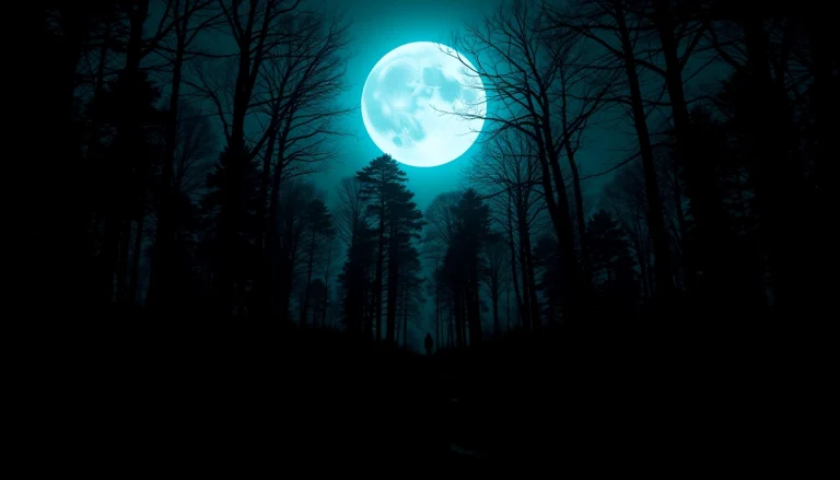 Experience spine-tingling horror at HellHorror.com featuring a dark forest and ghostly figures.