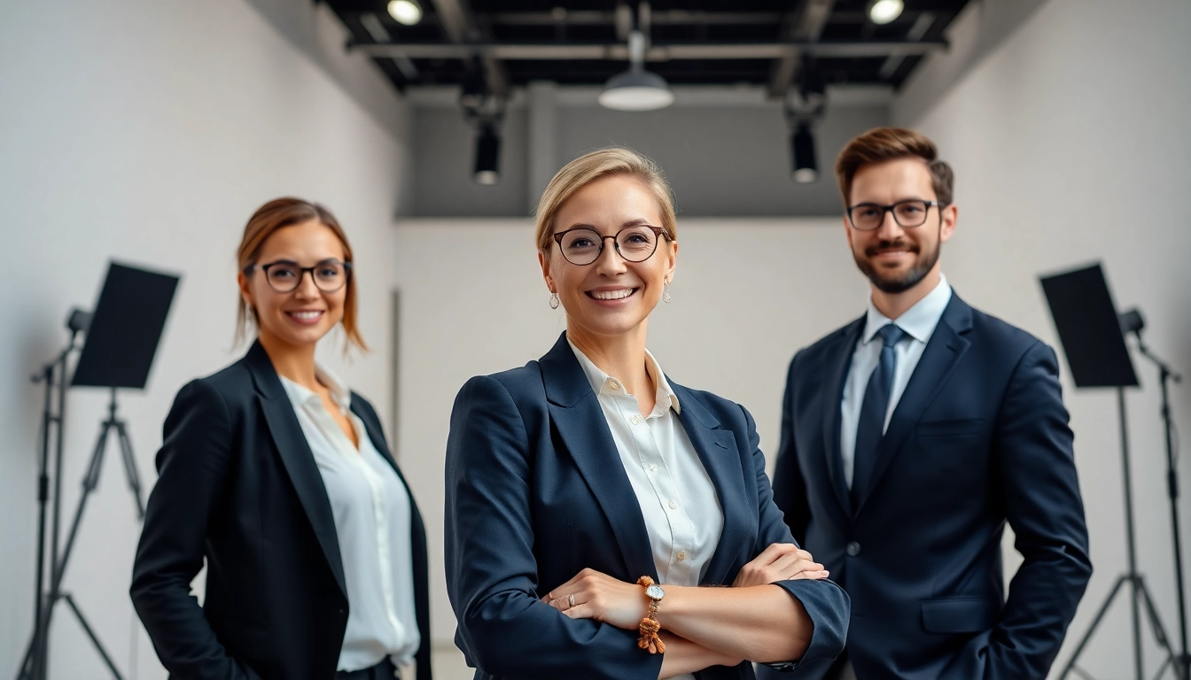 Capture high-quality corporate headshots showcasing a confident professional in a modern studio.