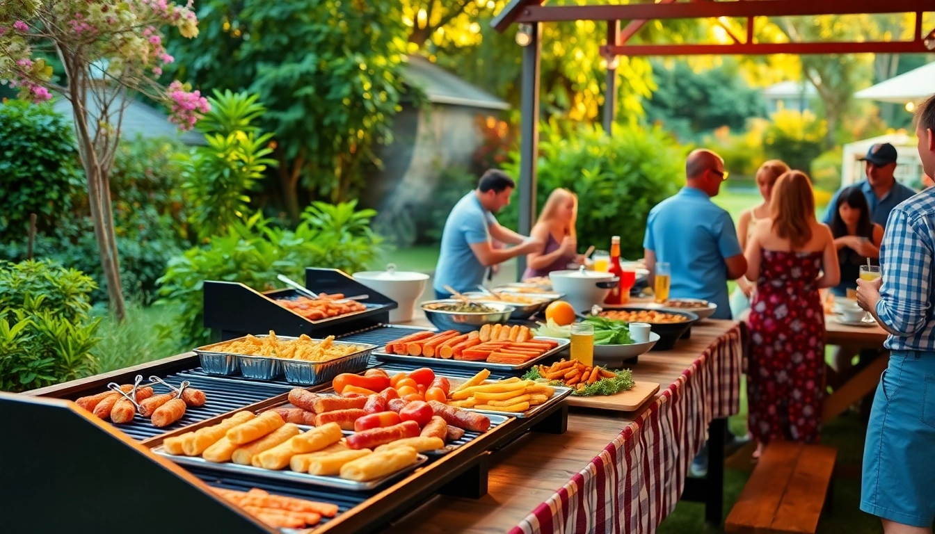 Delightful spread by a Caterer für Grillbuffet und BBQ in Berlin showcasing succulent barbecue dishes outdoors.