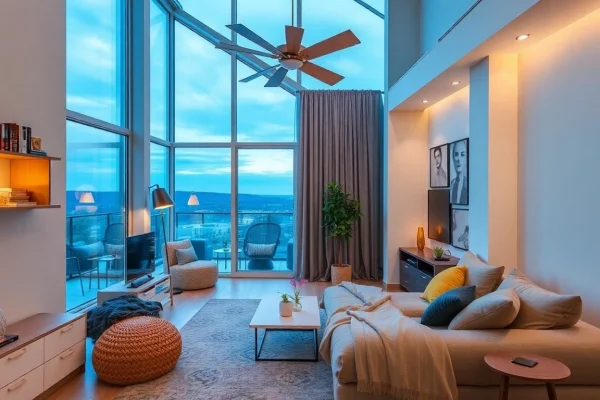 Showcasing the best smart home gadgets enhancing a modern living space with smart lighting features.