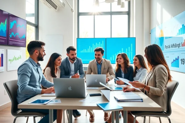 Marketing für pflegedienste: profesionales Team in einem modernen Büro bei der strategischen Planung.