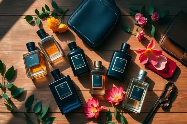 Discover sophisticated men's fragrance bottles featuring elegant designs and textures that enhance masculinity.