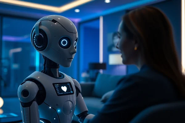 Understanding the Rise of AI Sex Bots: Benefits, Risks, and User Experiences Engaging AI sex bot in intimate conversation within a modern environment.