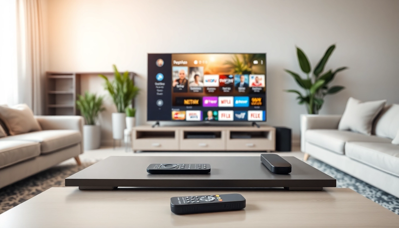 Engaged viewer exploring iptv services in a modern living room setup.