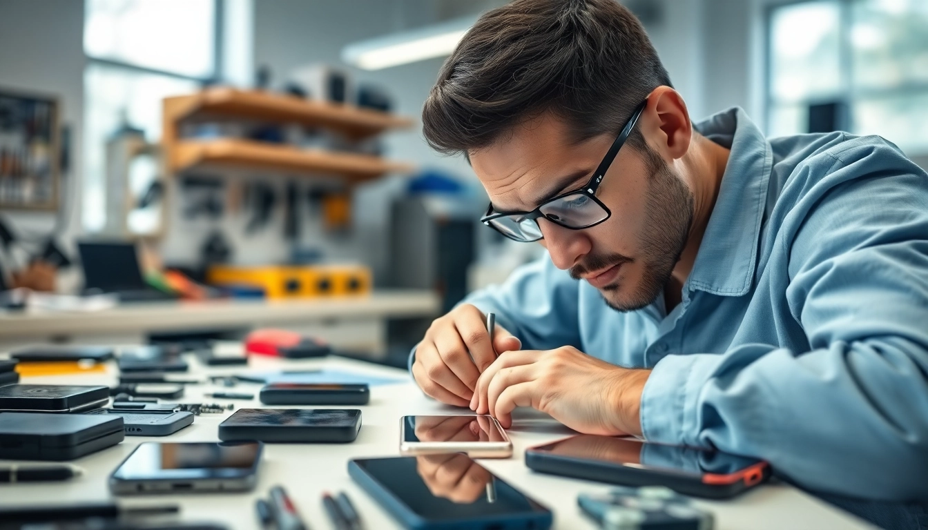 Riparazione cellulari a Torino: tecnico specializzato al lavoro su smartphone.