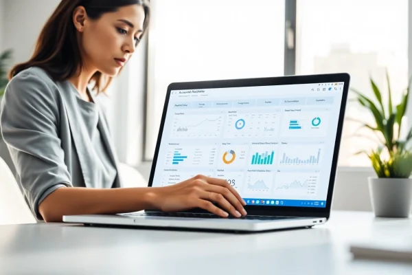 Maximize Efficiency with Top Accounts Receivable Automation Software for Businesses Engaging accounts receivable automation software interface on a laptop in a modern office.