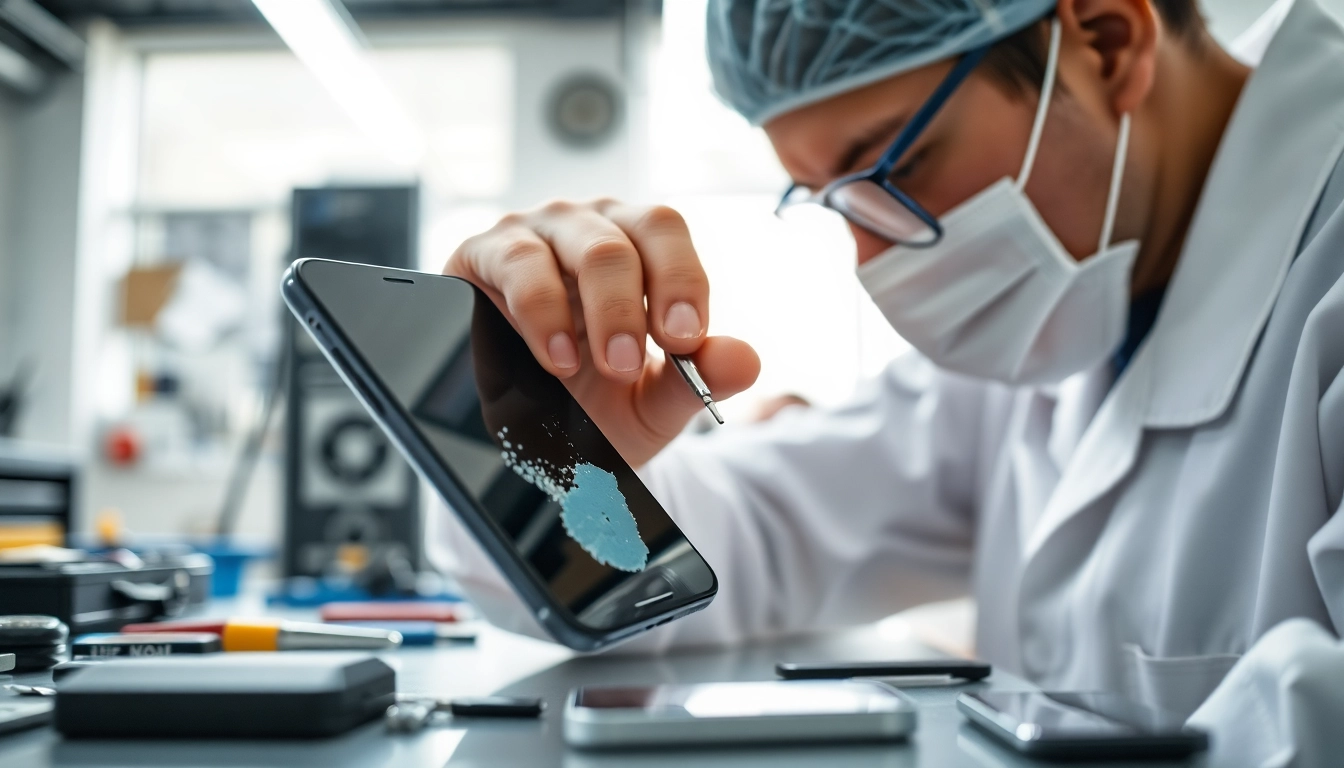Riparazione iPhone Torino: Tecnico esperto in riparazione di smartphone con attrezzature moderne.