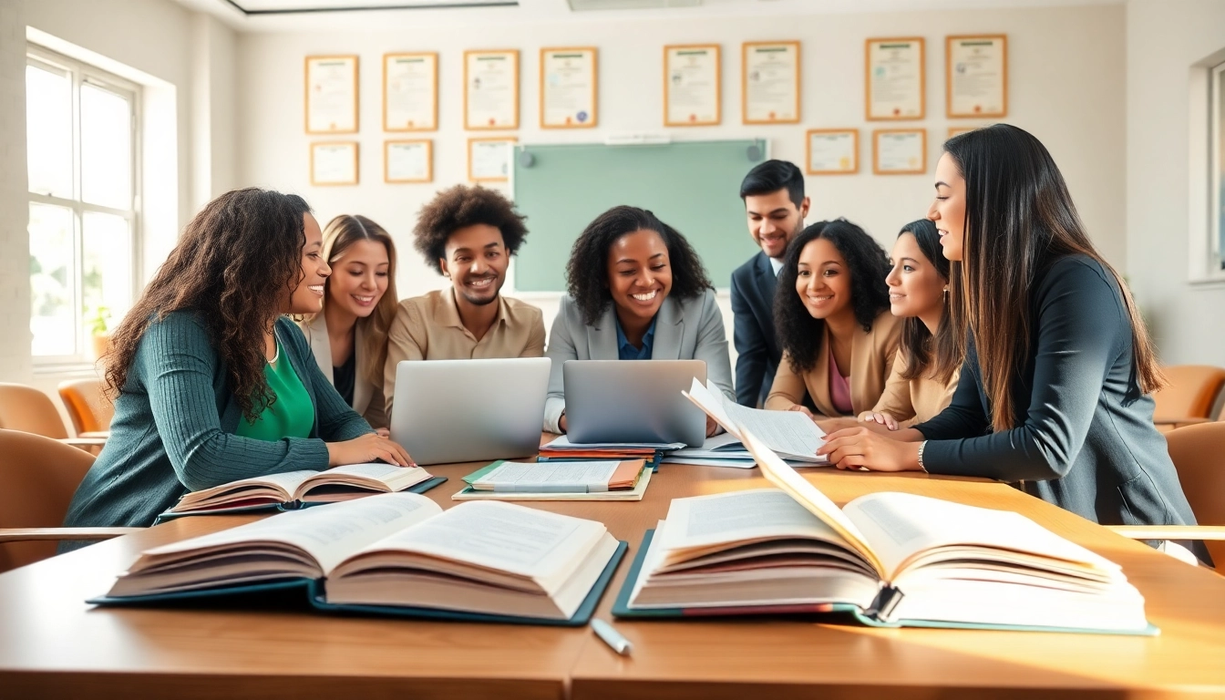 Students collaborating in a community law school setting, showcasing teamwork and academic engagement.