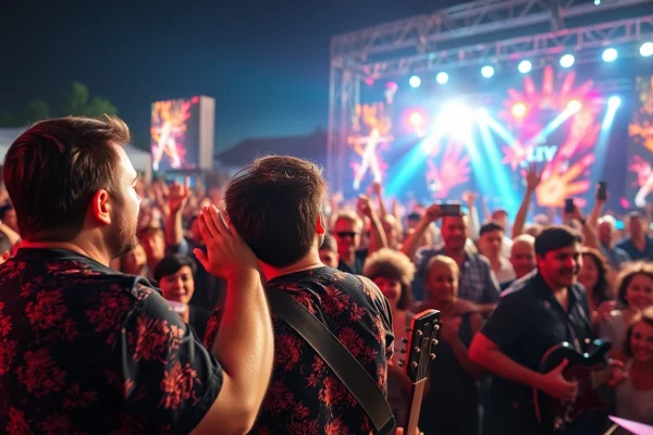 Enhancing fan engagement at a live event with vibrant artist interaction and enthusiastic audience.