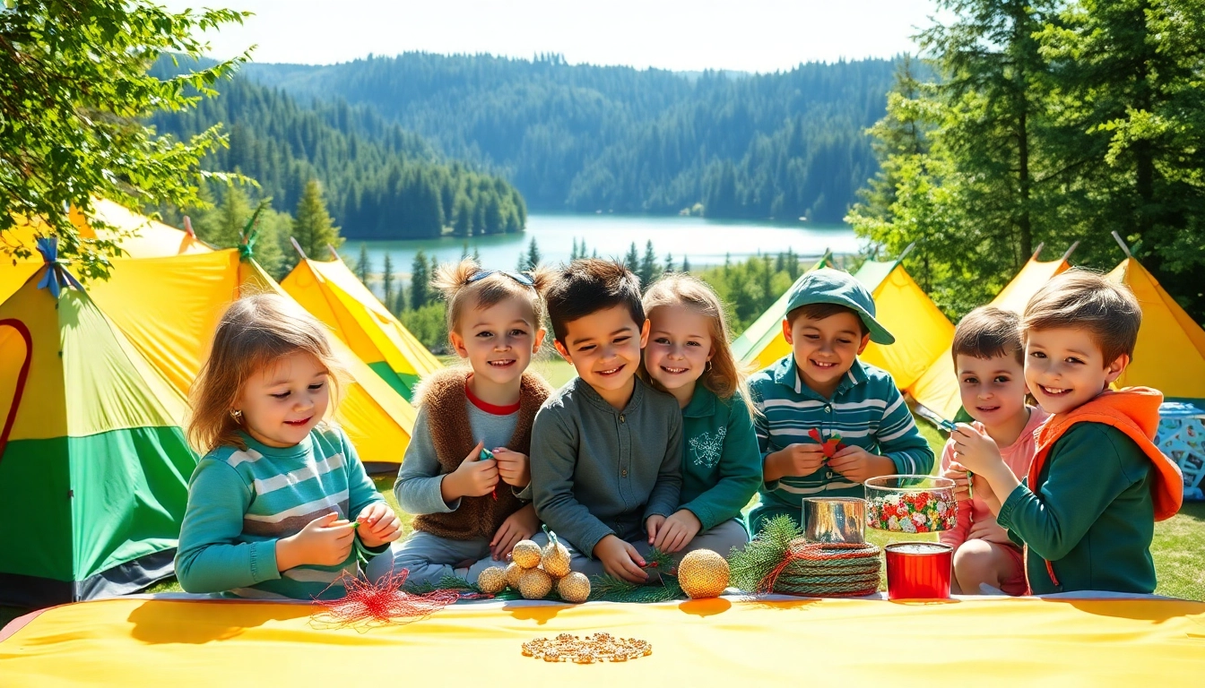Kids enjoying engaging activities at holiday camps in a vibrant outdoor setting.