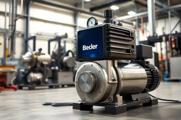Showcasing a Becker vacuum pump operating efficiently in an industrial environment.