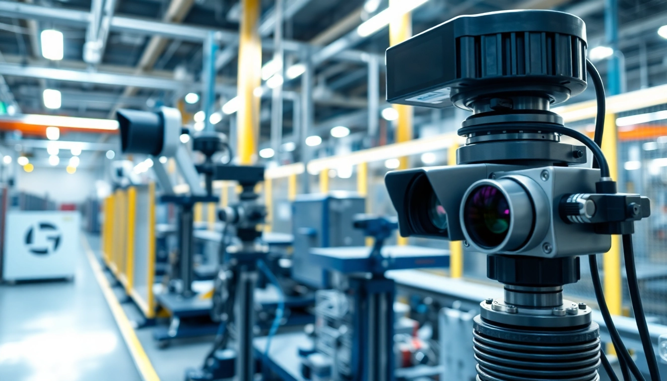 Capture of a machine vision system analyzing objects on a production line in a high-tech environment.