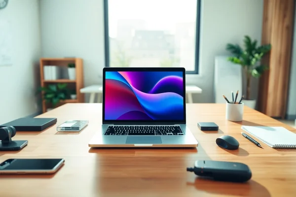 Αγοράστε Refurbished Laptop με Εγγύηση Ποιότητας και Αξιοπιστίας Εξερευνήστε ένα refurbished laptop σε ένα σύγχρονο επαγγελματικό γραφείο με φωτεινό φυσικό φωτισμό.