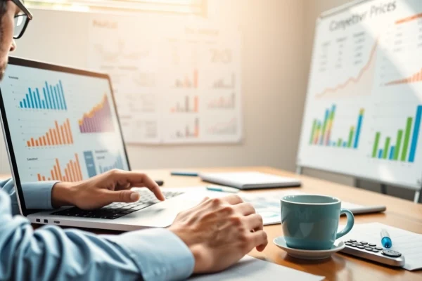 Analyze competitor pricing analysis data with charts and graphs in a professional setting.