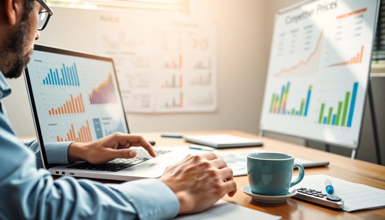 Analyze competitor pricing analysis data with charts and graphs in a professional setting.