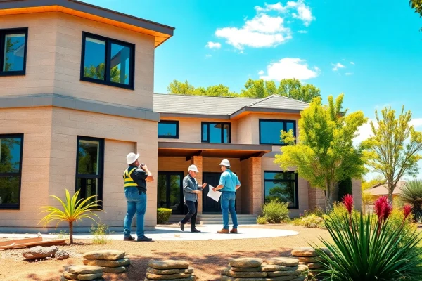 Explore custom home builders near me collaborating on a luxury home project in a serene setting.
