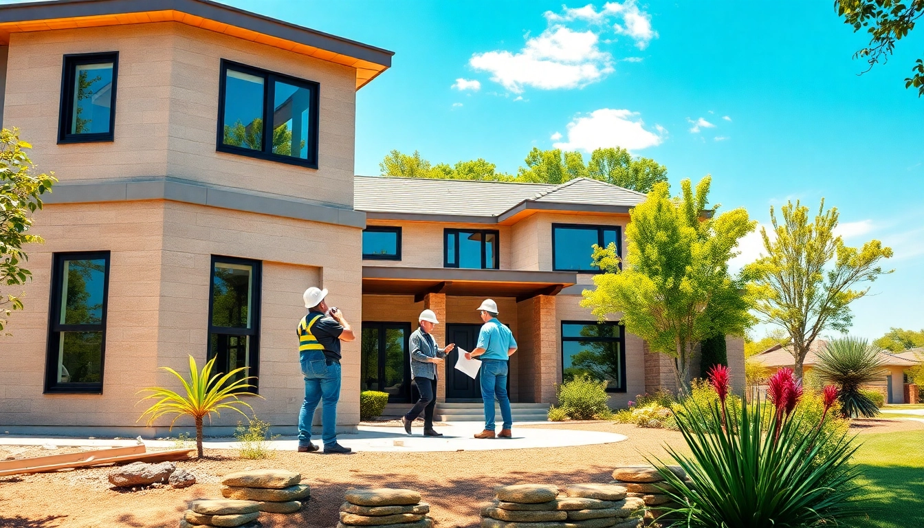Explore custom home builders near me collaborating on a luxury home project in a serene setting.