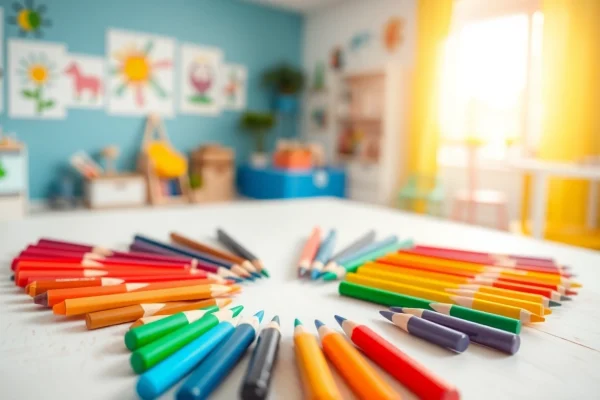 Coloring Fun: Best Kids Colouring Pencils for Creative Play Kids colouring pencils arranged creatively on a table, ready for artistic fun.