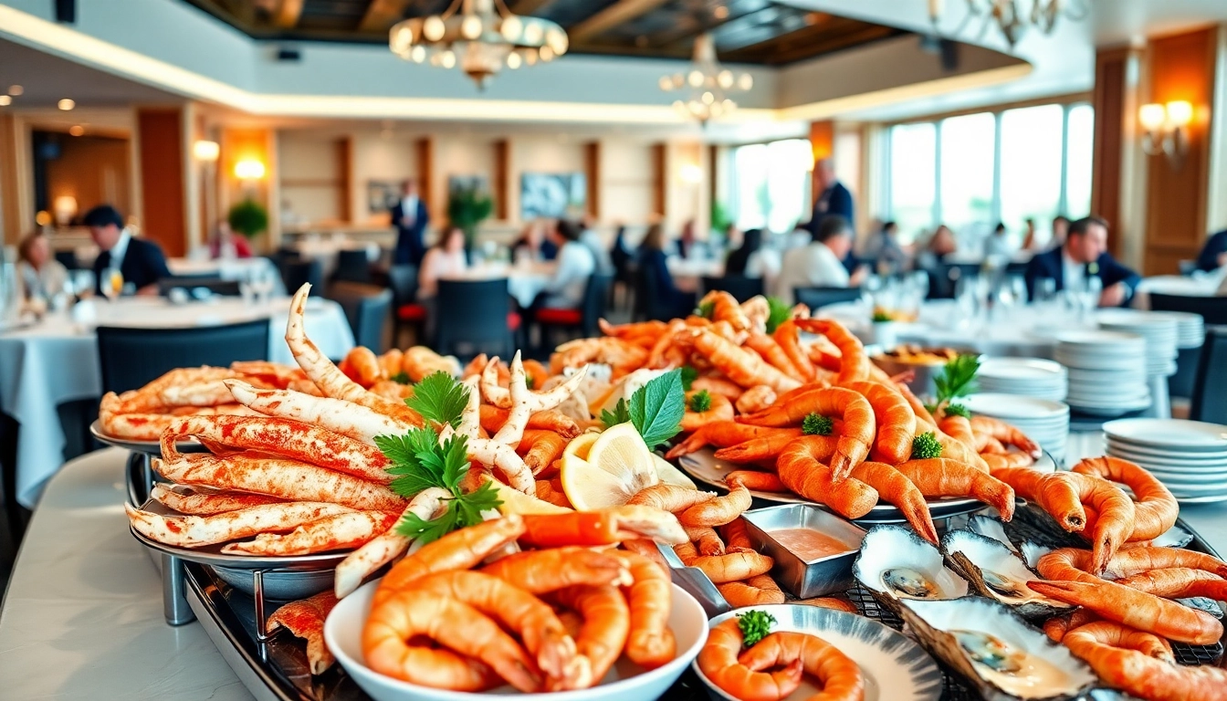 Experience an exceptional seafood buffet near me with a variety of fresh seafood delicacies presented elegantly.