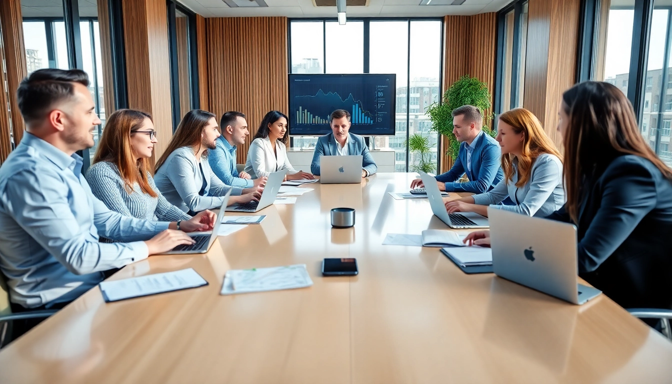 Team collaboration on business financing strategies in a modern office setting.
