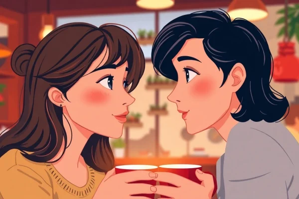 A couple practicing effective communication in relationships during a cozy café conversation.