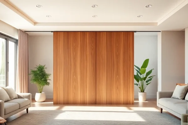 Enhance your space with a stylish sliding partition wall that offers flexible room division.