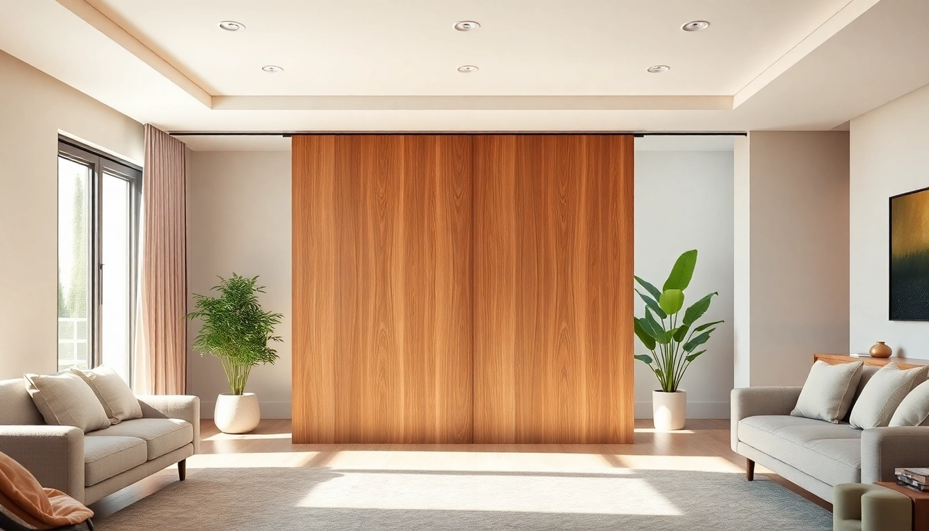 Enhance your space with a stylish sliding partition wall that offers flexible room division.