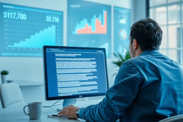 Mastering the AI Checker: How to Effectively Detect AI-Generated Content Analyze text with an AI checker tool in a professional office setting.