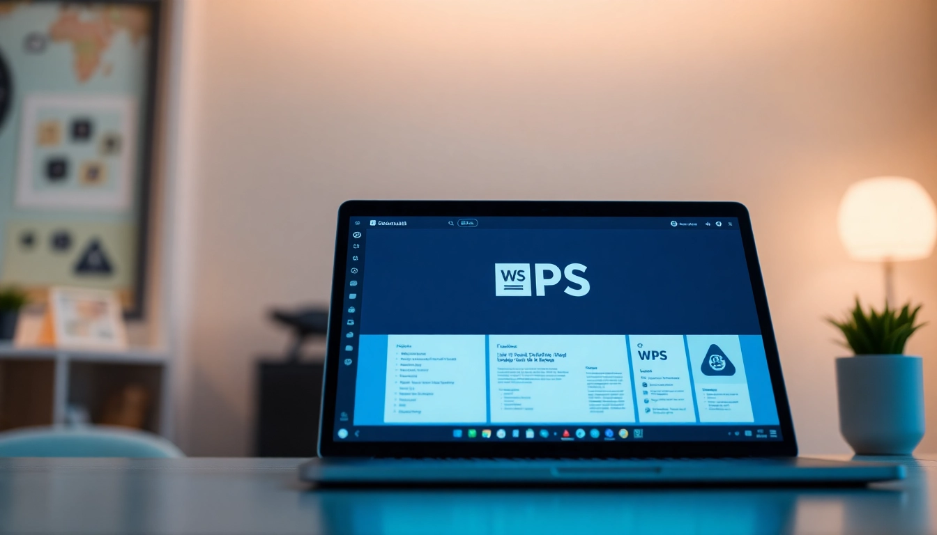 Engage with the WPS interface in a modern digital workspace featuring a laptop and clean design.