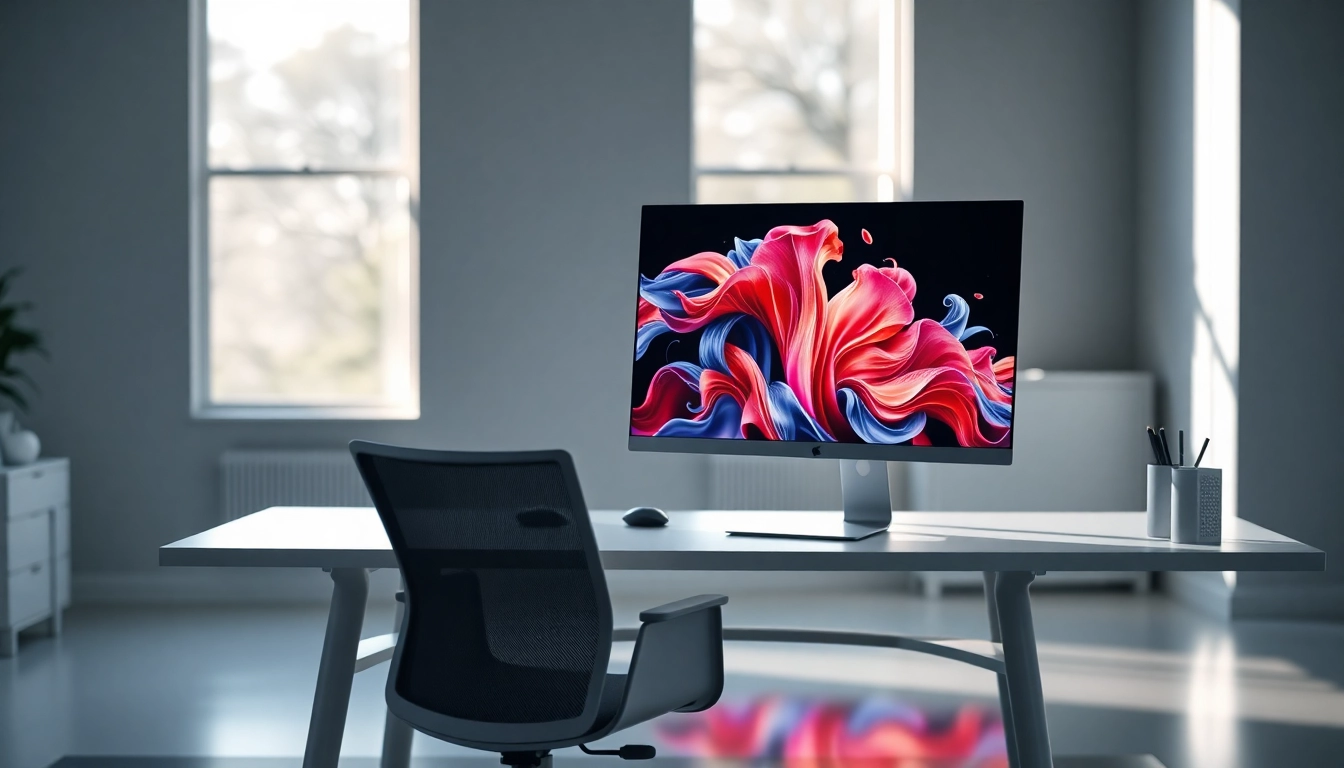 Buy Apple Pro Display XDR showcased in a modern workspace with vibrant colors and natural light.