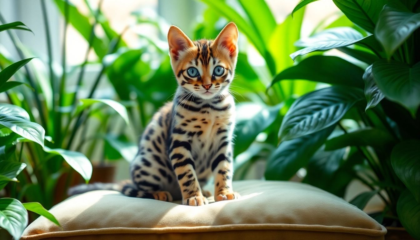 Adopt adorable Bengal Kittens for Sale with unique rosette patterns on a vibrant green background.