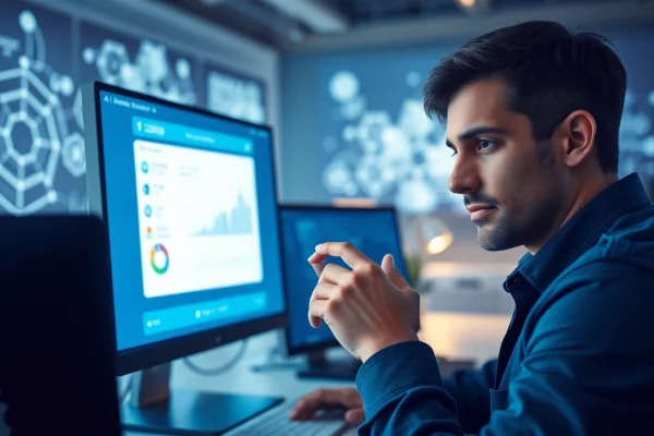 Analyze content with our advanced ai checker in a modern workspace setting.