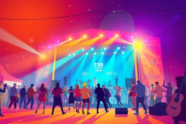 Experience the vibrant energy of 汽水音乐官网 showcasing live music at a festival.