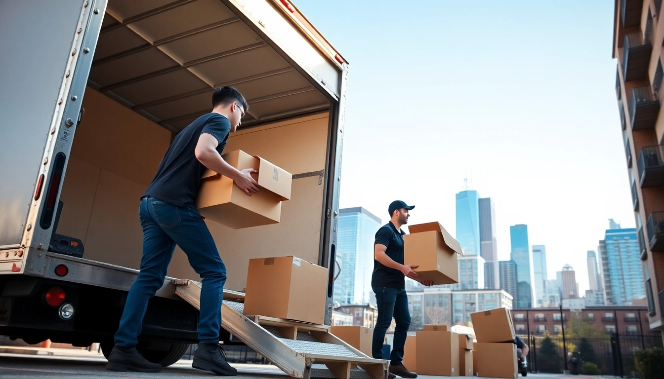 Efficient Queens movers expertly handling boxes during a residential move in Queens.