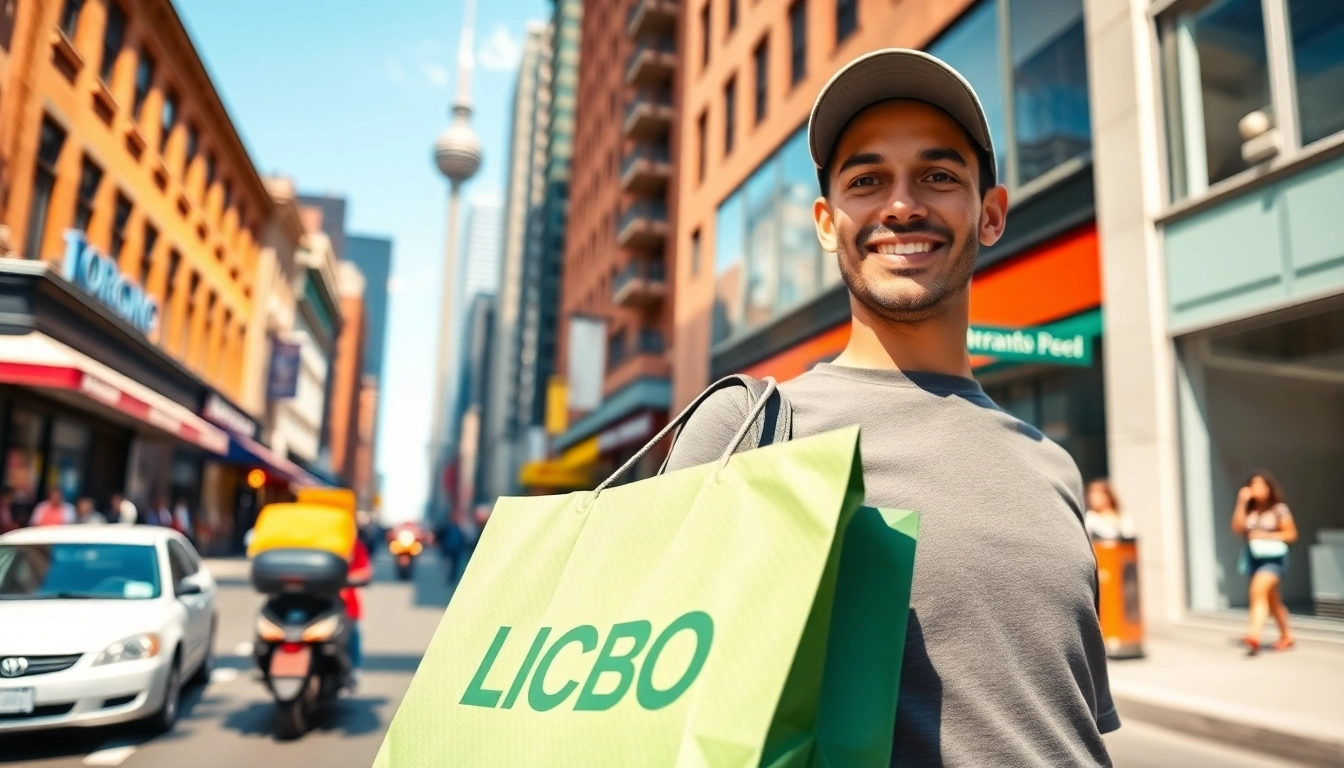 Order LCBO delivery in Toronto with a professional person showcasing vibrant city life.