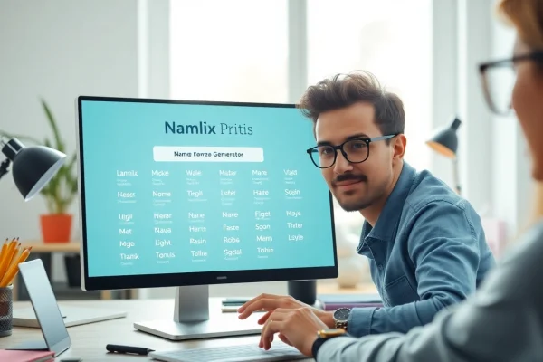 Generate unique names effortlessly with the namlix name generator, featuring an engaging interface.