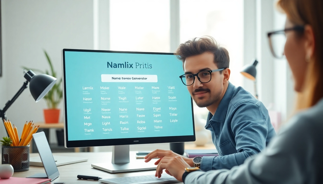 Generate unique names effortlessly with the namlix name generator, featuring an engaging interface.