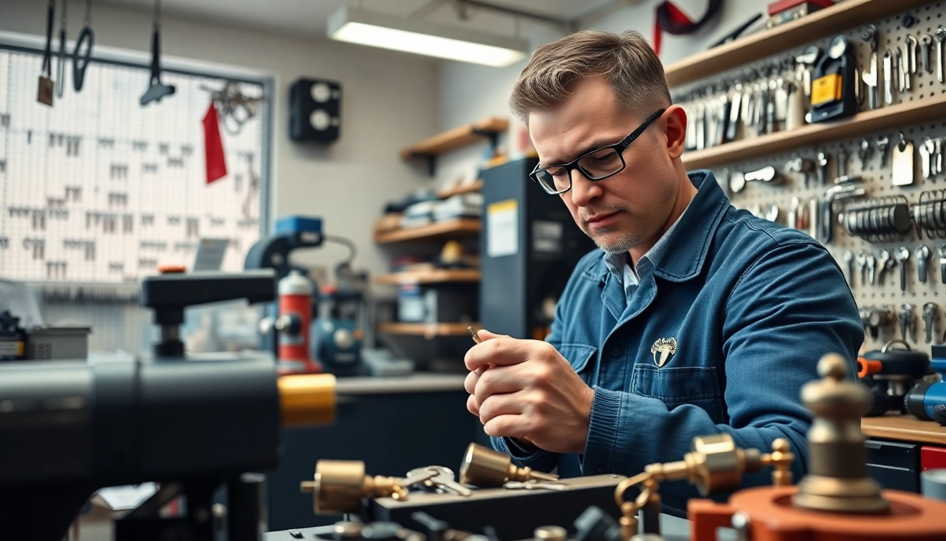 Crafting van keys with precision in a well-organized locksmith shop.