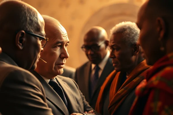 Poutine en Afrique francophone discussing partnerships with African leaders.