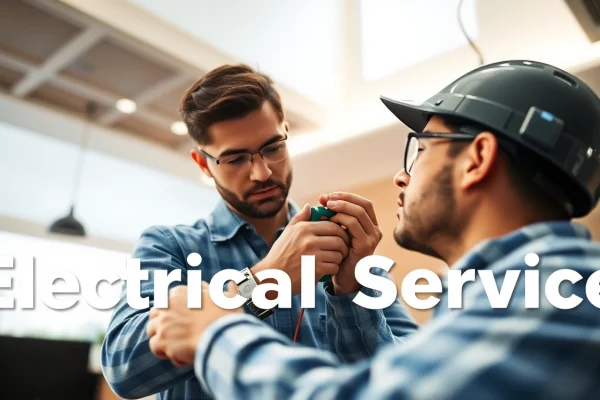 Delivering efficient Electrical Service with a skilled electrician installing wiring in a modern home.
