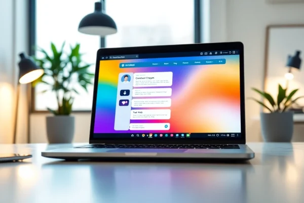 Engage users with an effective AI chatbot for website solutions shown on a laptop.